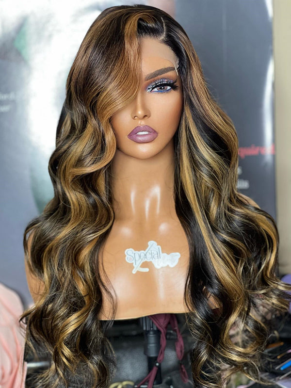 Chinalacewig Highlight Color Body Wave 5x5 HD Lace Closure Wig NY04