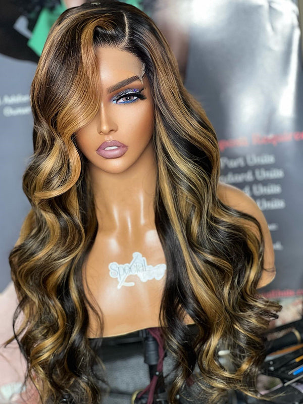 Chinalacewig Highlight Color Body Wave 5x5 HD Lace Closure Wig NY04