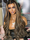 Chinalacewig Highlight Honey Brown Color Body Wave 360 HD Invisible Lace Wigs NY06