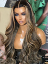 Chinalacewig Highlight Honey Brown Color Body Wave 360 HD Invisible Lace Wigs NY06