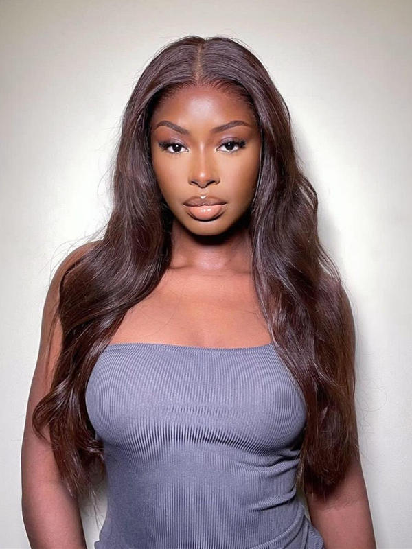 Chinalacewig Rich Honey Brown Color Body Wave 360 HD Invisible Lace Wigs CF91