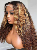 chinalacewig Undetectable HD Lace Ombre Color Deep Curly Lace Front Human Hair Wigs CF472