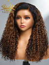 Chinalacewig Type 4C Edges Curly Baby Hairline Undetectable HD Lace Front Wig Ombre Brown Curly With Pre-plucked 4C Natural Hairline NEW004