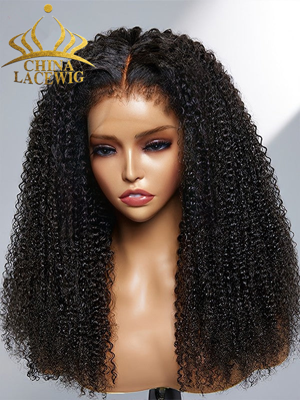 Chinalacewig Type 4C Edges Curly Baby Hairline Undetectable HD Lace Front Wig Afo Curly With Pre-plucked 4C Natural Hairline NEW005