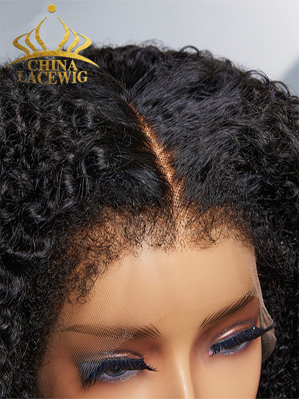 Chinalacewig Type 4C Edges Curly Baby Hairline Undetectable HD Lace Front Wig Ombre Brown Curly With Pre-plucked 4C Natural Hairline NEW004